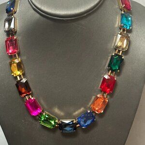 Rainbow Crystal Necklace Chakra Colorful Choker Party Festive Club Holiday NWT